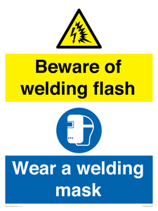Beware of welding flash - Wear a welding mask